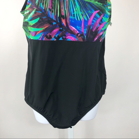 Bleu ice leaves design 1 piece swimsuit size 24 - Picture 3 of 8